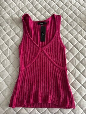Lulu's Fuchsia Ribbed Knit Tank Top NWT
